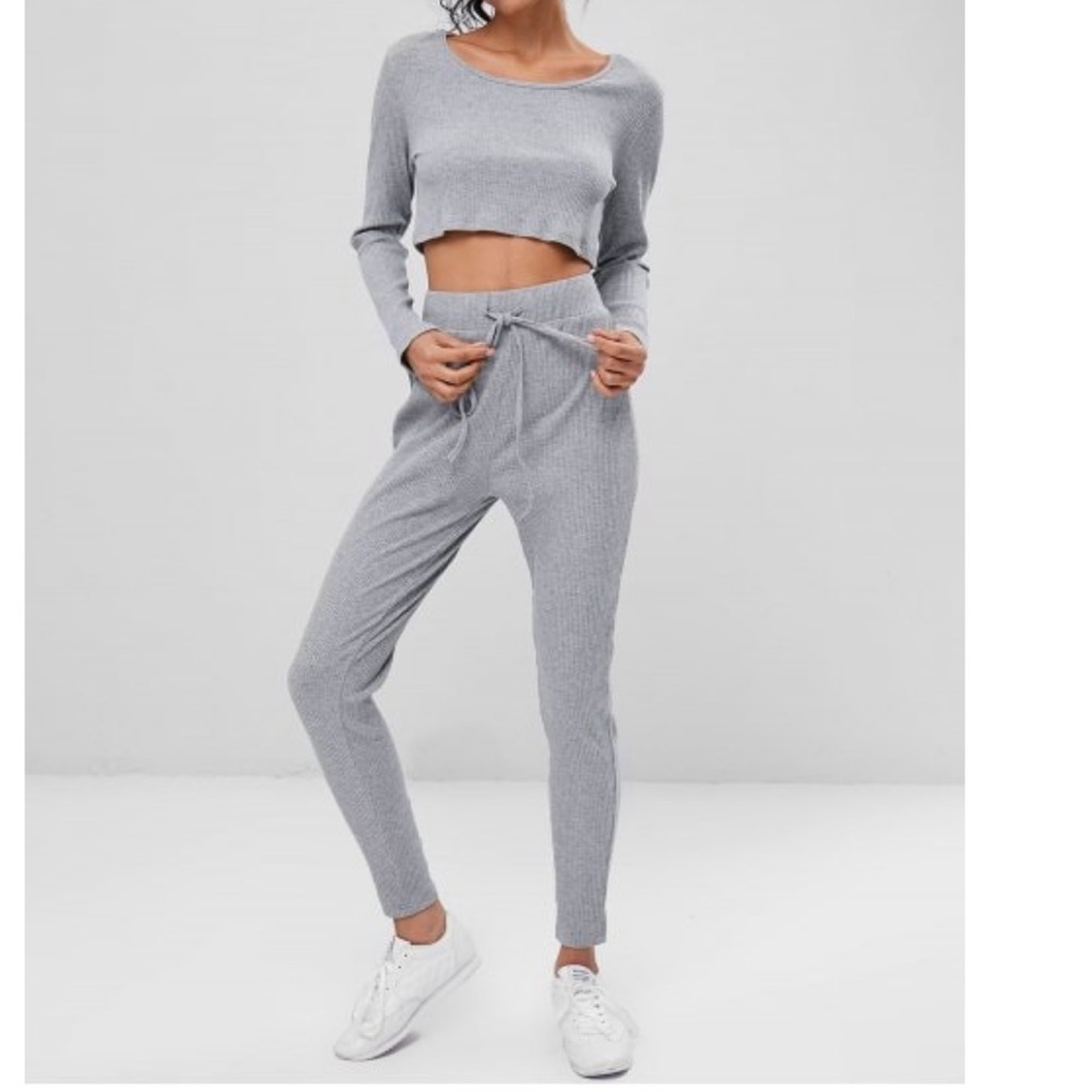 NWT ribbed crop top and pants set